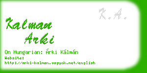 kalman arki business card